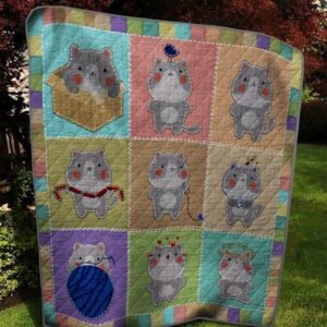Cartoon Cat Red Cheek Quilt Blanket  Quilt